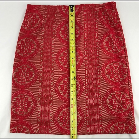 Red Lace Pencil Skirt - Picture 3 of 4